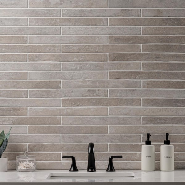 Capella Ivory Brick 2 in. x 18 in. Matte Porcelain Floor and Wall Tile (8 sq. ft./Case)