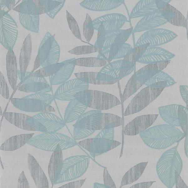 A-Street Prints Chimera Turquoise Flocked Leaf Strippable Roll (Covers 56.4 sq. ft.)
