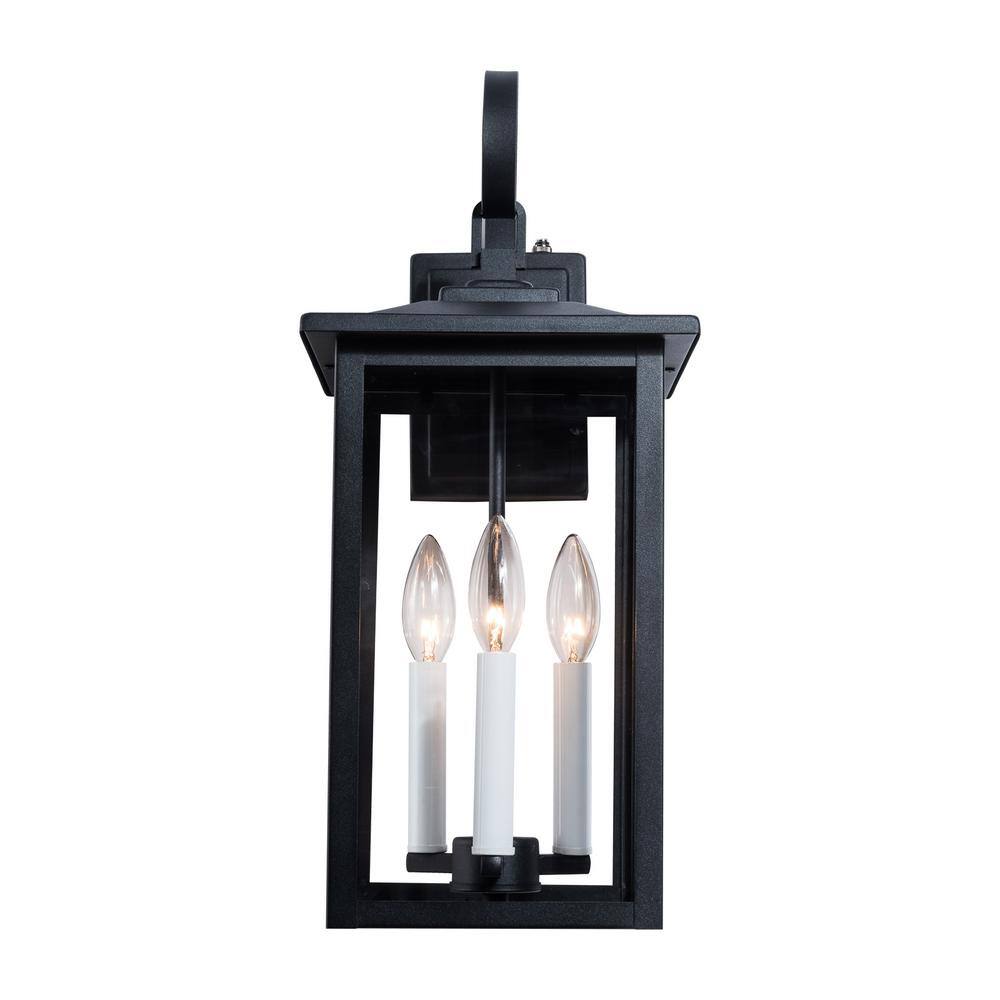 Hawaii 19.88 in. H 3-Bulb Black/White Hardwired Outdoor Wall Lantern Sconce with Dusk to Dawn(4-Pack) price history on PriceWatchPro
