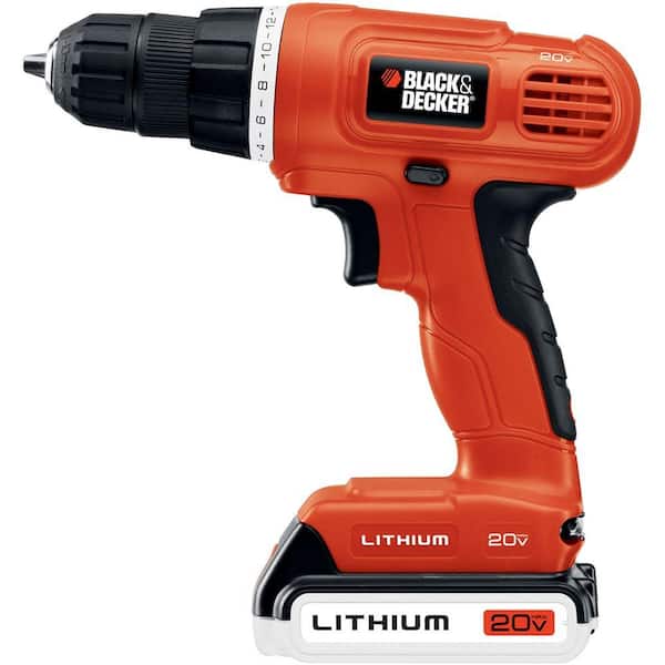 BLACK+DECKER 20-Volt MAX Lithium-Ion Cordless 3/8 in. Drill/Driver with Battery 1.5Ah and Charger