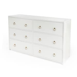 Lark White 6-Drawer 60 in. Wide Wood Dresser