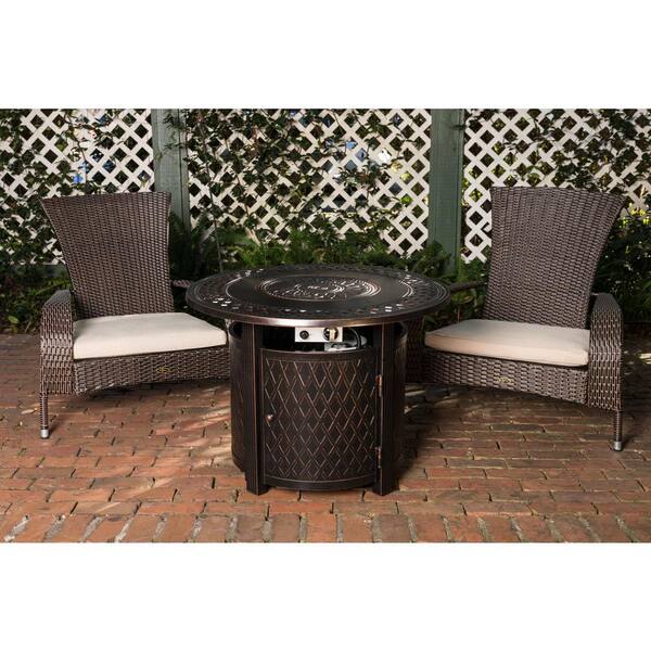 Fire Sense Tokia 30-Inch Round Steel Fire Pit With Spark Screen - Antique Bronze Finish