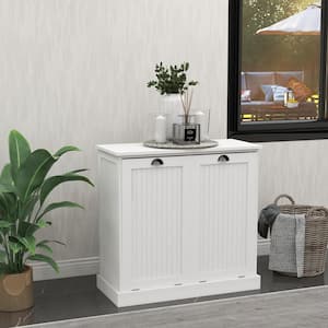 31.5 in. H White Bedroom Wood Storage Cabinet with Tilt-Out Removable Cloth Bags