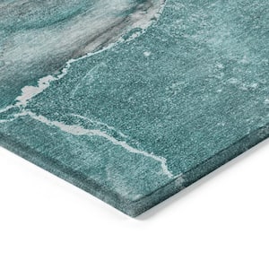 Chantille ACN524 Teal 1 ft. 8 in. x 2 ft. 6 in. Machine Washable Indoor/Outdoor Geometric Area Rug