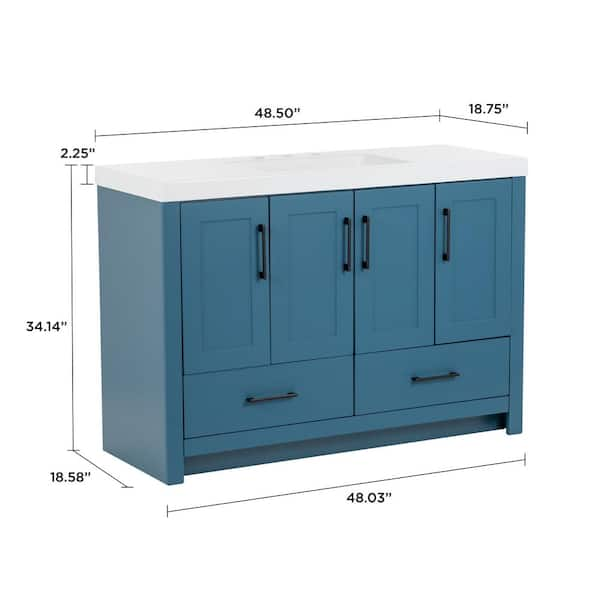 Home Decorators Collection Radien 48 in. W x 19 in. D x 34 in. H Double  Sink Bath Vanity in Admiral Blue with White Cultured Marble Top RN48P2-AE -  The Home Depot