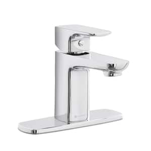 Contemporary Single Hole Single-Handle Low-Arc Bathroom Faucet in Polished Chrome