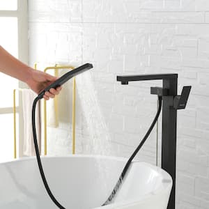 Freestanding Single Handle Bathroom Tub Faucet in Matte Black