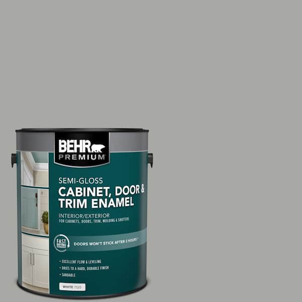 1 gal. #PFC-68 Silver Gray Semi-Gloss Enamel Interior/Exterior Cabinet, Door & Trim Paint