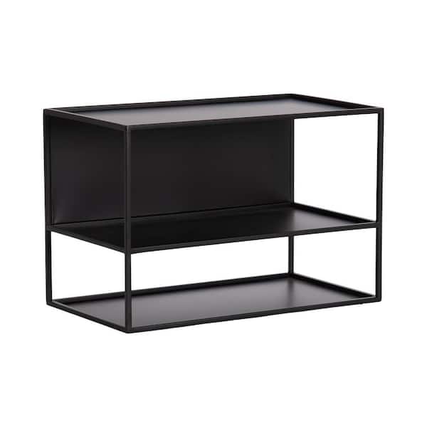 Nomi 18 in. W x 10 in. D Black Metal Decorative Wall Shelf