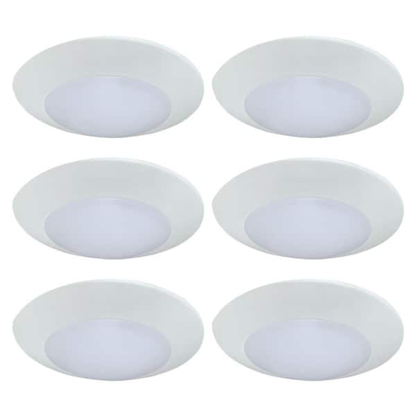 Bel Air Lighting 7.5 in. White Integrated LED Miniature Disk Flush Mount Ceiling Light Fixture (6-Pack)