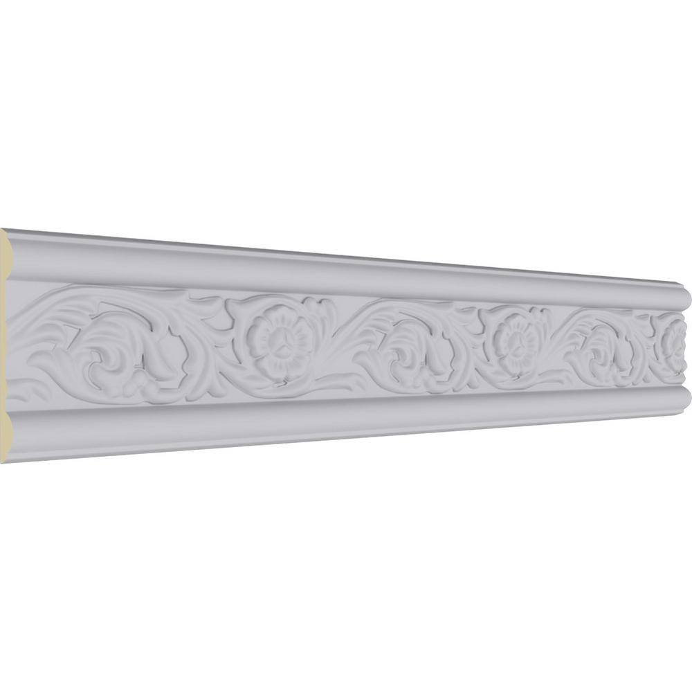 Primed White Floral Geometric Crown Moulding Panel