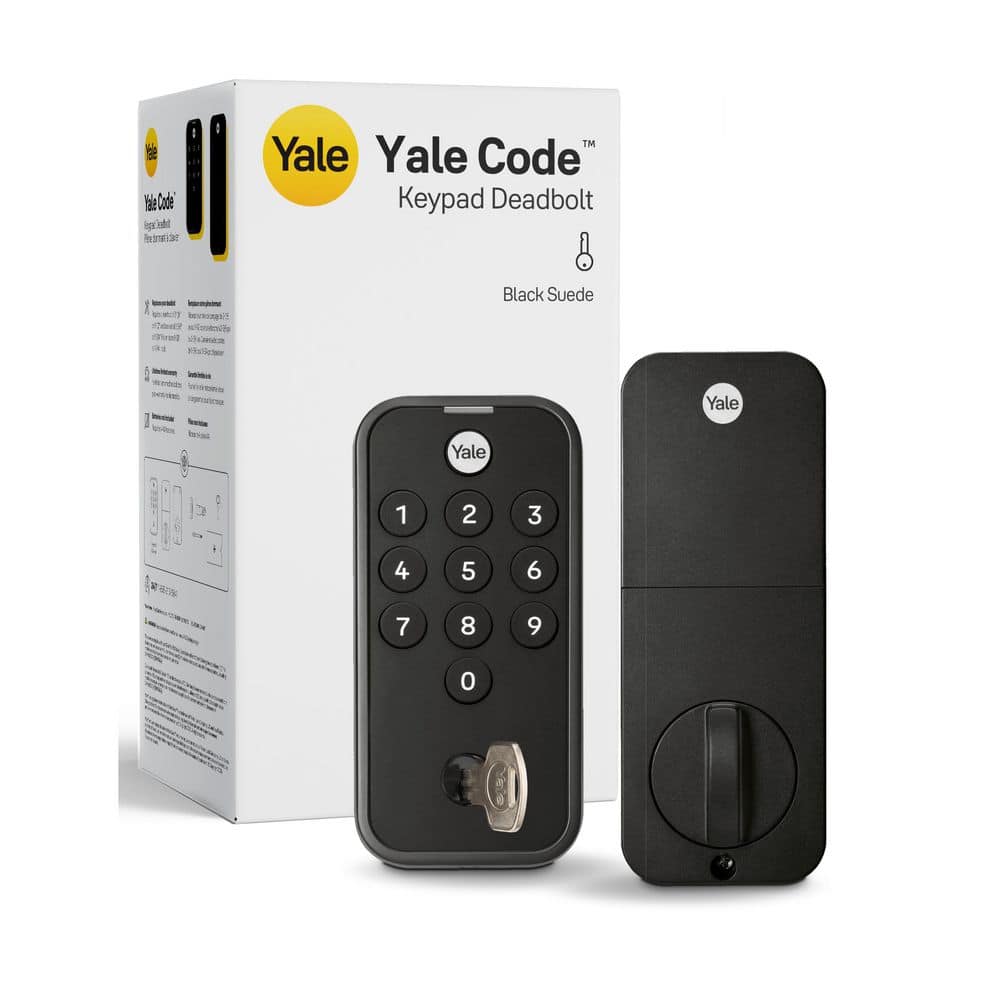 Yale Electronic Deadbolt Door Lock with Keypad and Keyed Access, Black