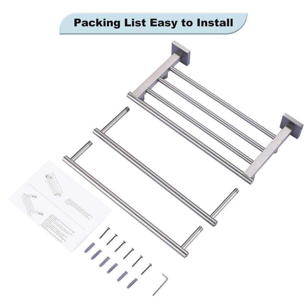 16-Inch Brushed Nickel Double Towel Bar with Shelf