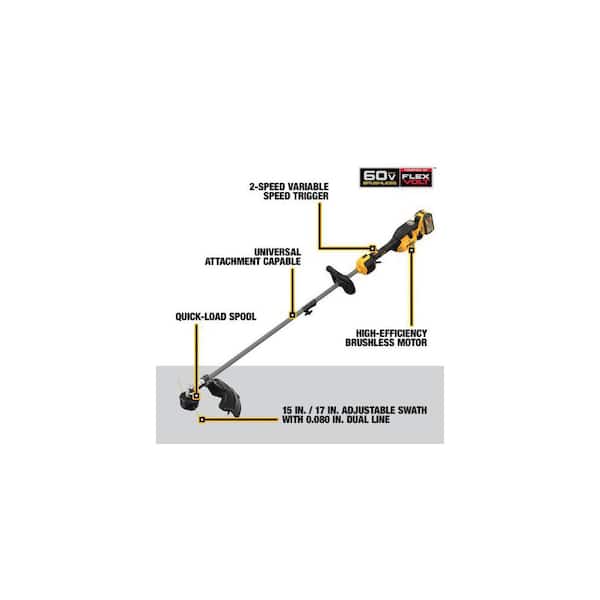 FLEXVOLT 60V MAX 17 in. Cordless Battery Powered Attachment Capable Trimmer Kit with (1) FLEXVOLT 3 Ah Battery & Charger