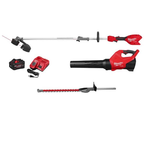 M18 FUEL 18V 16 in. Brushless Cordless QUIK-LOK String Trimmer/Blower 8.0 Ah FORGE Combo Kit w/ Hedge Trimmer Attachment