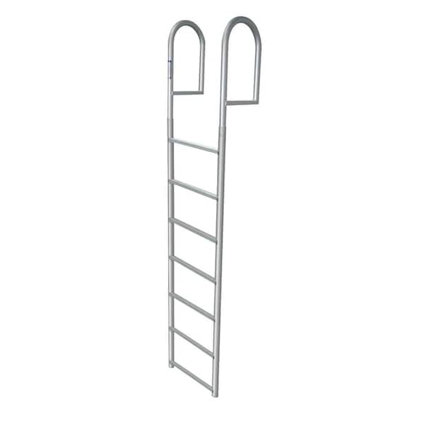 Tommy Docks 7-Rung 20-in. Wide Aluminum Boat Dock Ladder with Skid-Resistant Rungs for Seawalls and Stationary Boat Dock Systems