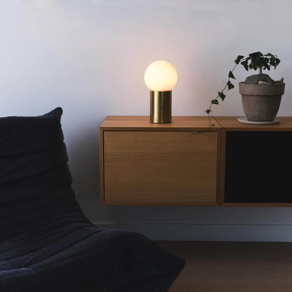Kai 11" Antique Brass Globe Table Lamp with USB Port