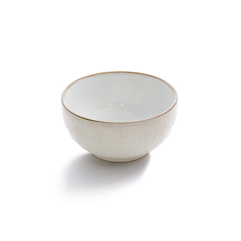 Ivory Embossed Ceramic 16-Piece Dinnerware Set for Four