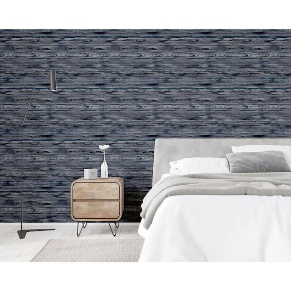 Philomena Denim Blue Striated Wallpaper Sample
