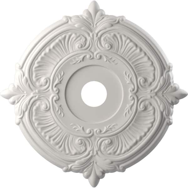 Ekena Millwork 1 in. x 19 in. O.D. x 3-1/2 in. I.D. P Attica Thermoformed PVC Ceiling Medallion Ultra Cover Satin Blossom White