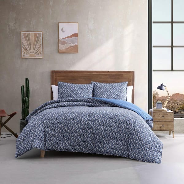 Wrangler Prairie Floral 3-Piece Blue Cotton Full/Queen Comforter Set