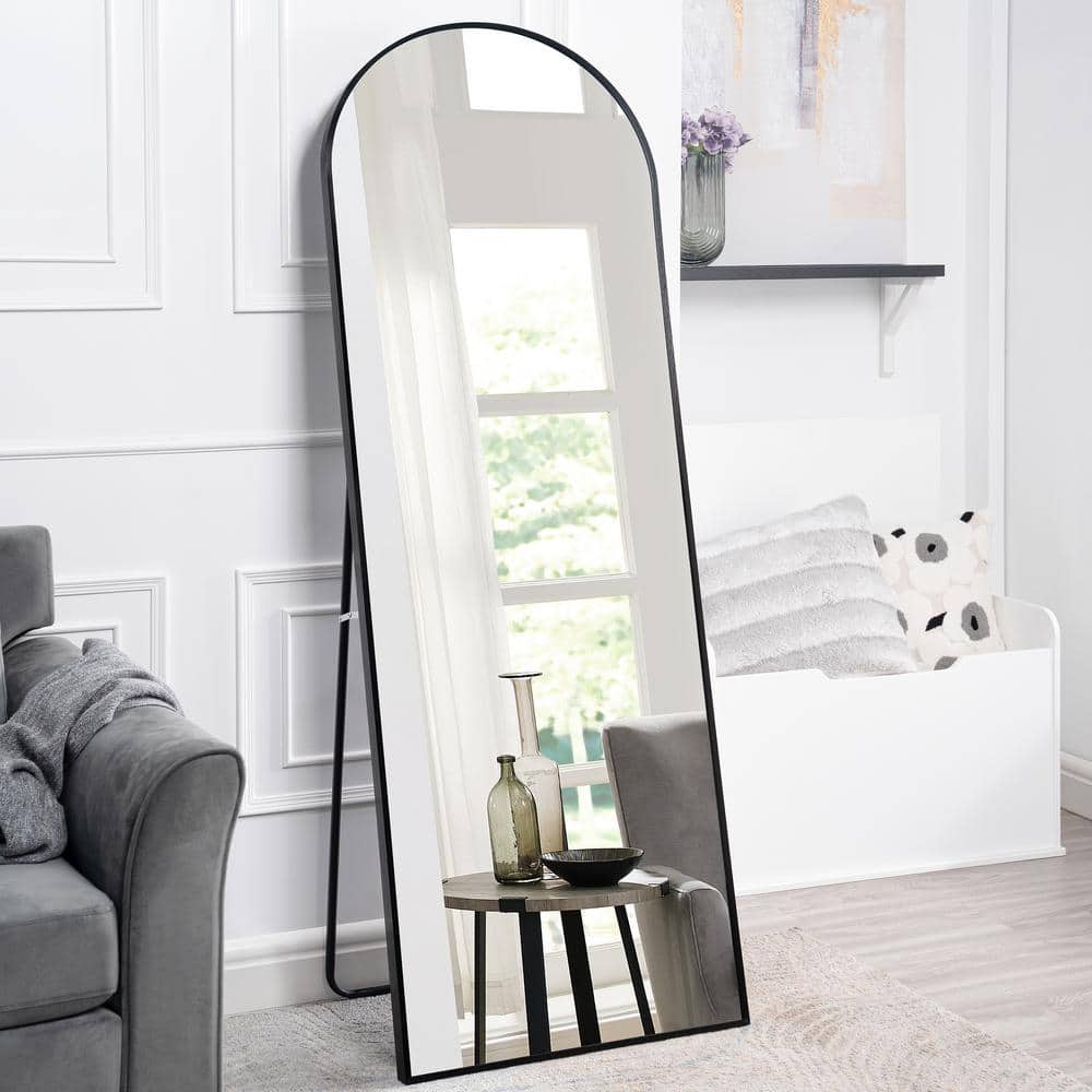 HOMESTOCK Black: Arched Aluminum Mirror Full Length Mirror Free ...