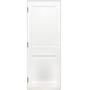 30 in x 80 in Shaker 2-Panel Solid Core Primed Pine Reversible Single Prehung Interior Door with Satin Nickel Hinges