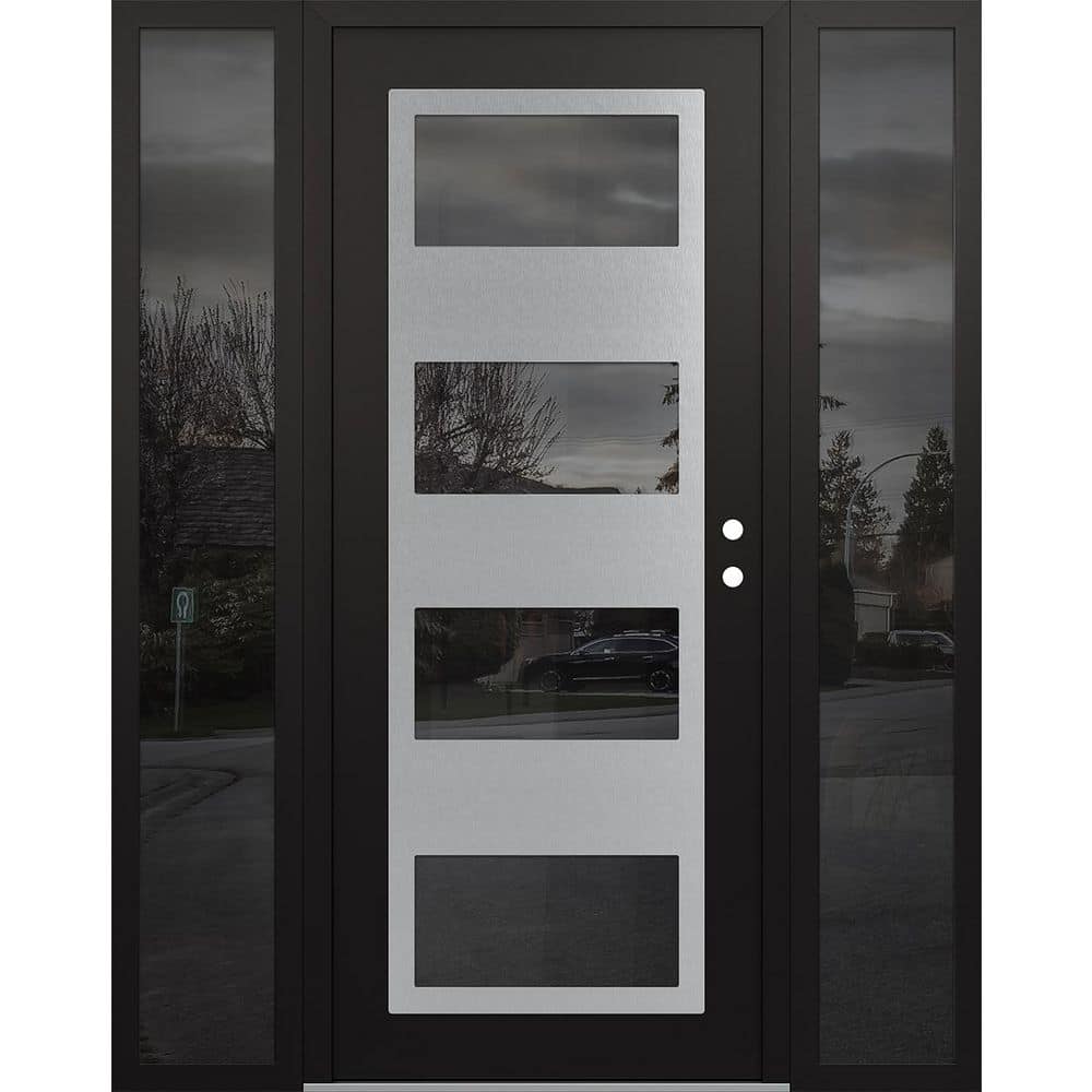 C2 60 in. x 80 in. Silver P Left-Hand/Inswing Mirrored Glass Black/Black 2 Sidelite Steel Prehung Front Door price history on PriceWatchPro