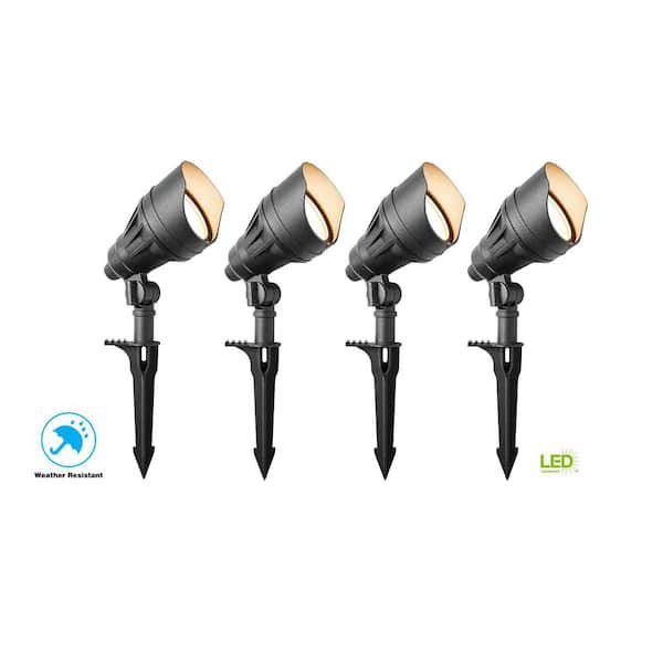 390 Lumen Low Voltage Millennium Black Adjustable Color Integrated LED Outdoor Landscape Flood Light (4-Pack)