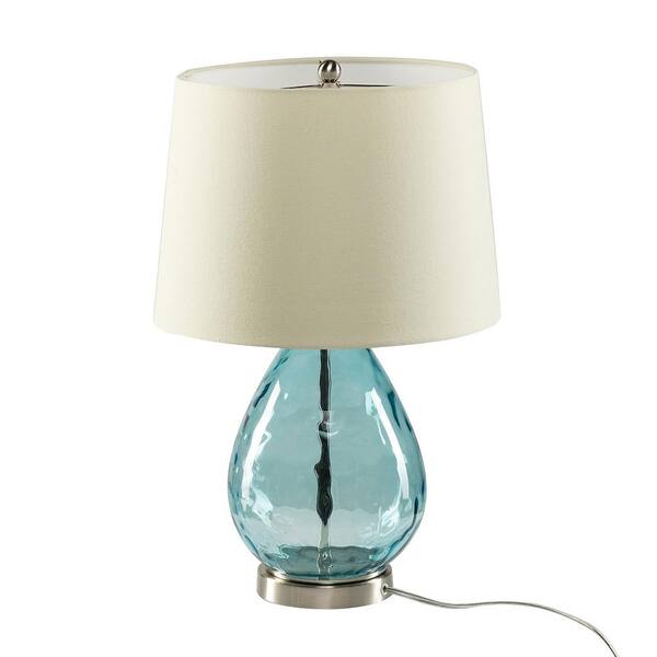 JAYDEN CREATION Salisbury Teal 21.5 in. Table Lamp with Glass Base