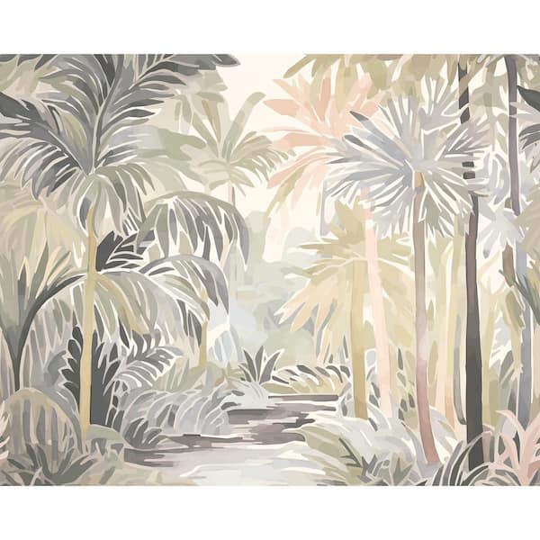 Brewster 19.7 in. x 0.025 in. Brown Woods and Forests Origin Murals Pretty Palms Neutral Wall Mural