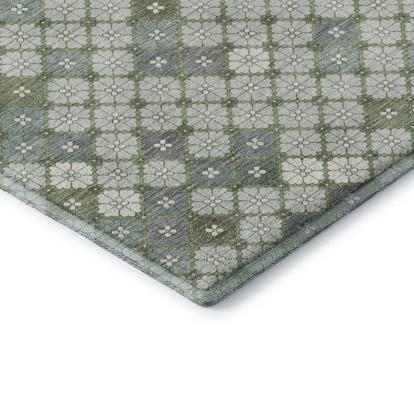 Mayfield Premium Machine Washable Abstract AMF1837 Mint 5 ft. x 7 ft. 6 in. Area Rug