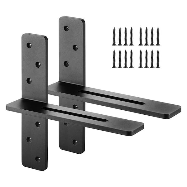 T Shelf Brackets 2 Pcs, 200 lbs. Weight Capacity, 12 x 2.89 x 12 in.  Steel Heavy Duty Brackets Black