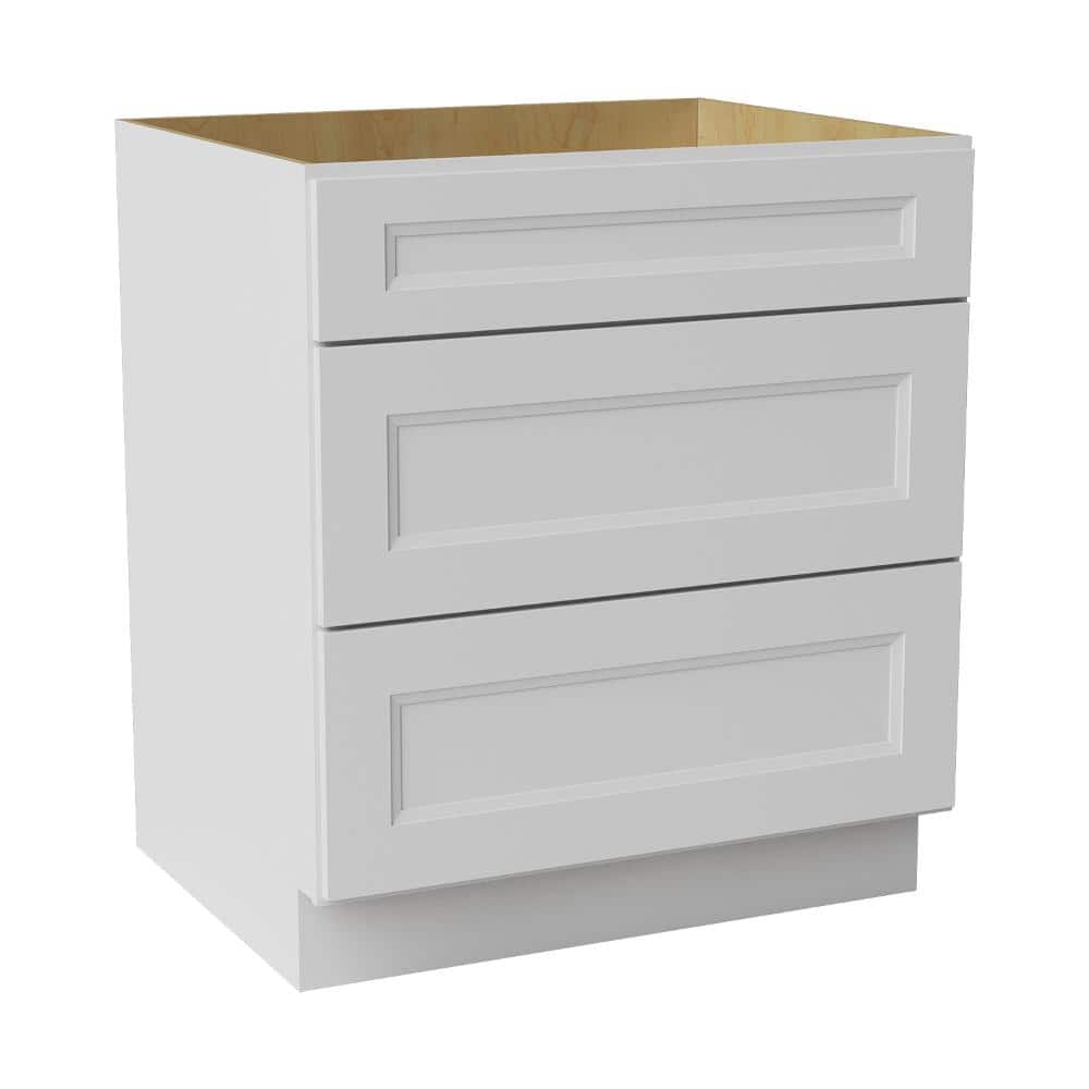 30 in. W x 24 in. D x 34.5 in. H Ready to Assemble Double Shaker Drawer Base Kitchen Cabinet in Newport White price history on PriceWatchPro
