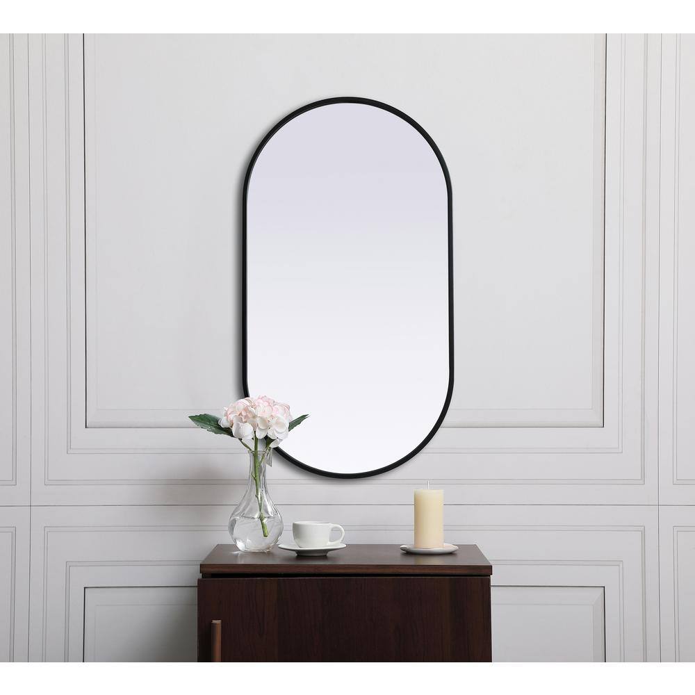 Black Oval Metal Frame Wall Mirror with MDF Backing