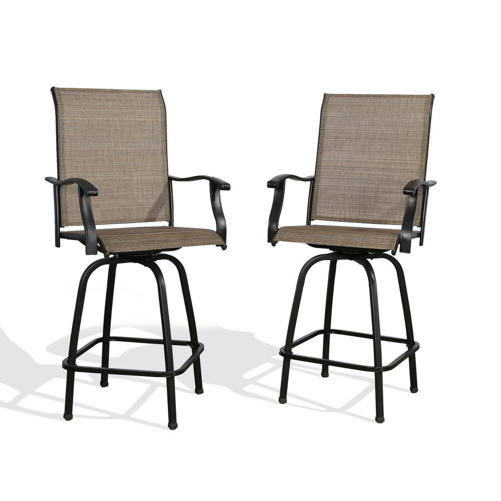 ULAX FURNITURE Swivel Steel Mesh Sling Outdoor Bar Stool (2-Pack) HD ...