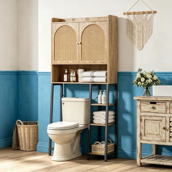 Whatseaso 30.7 in. W x 679 in H x 9.8 in. D Wood in Brown Over The