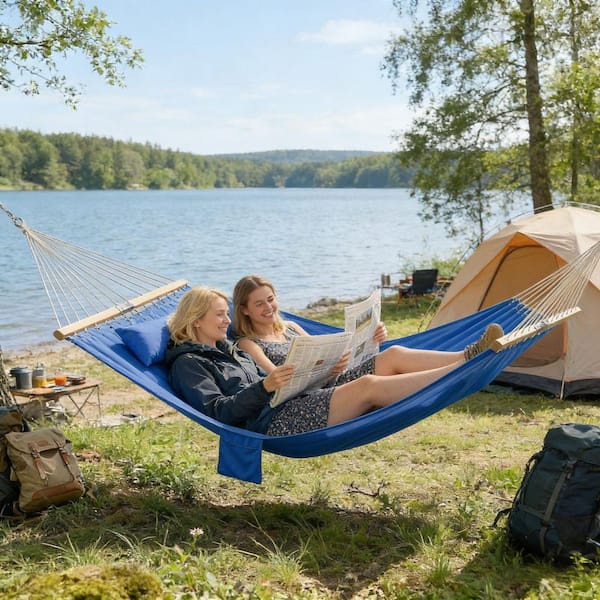 10.8 ft. Double-Layer Quilted Double Hammock with Pocket and