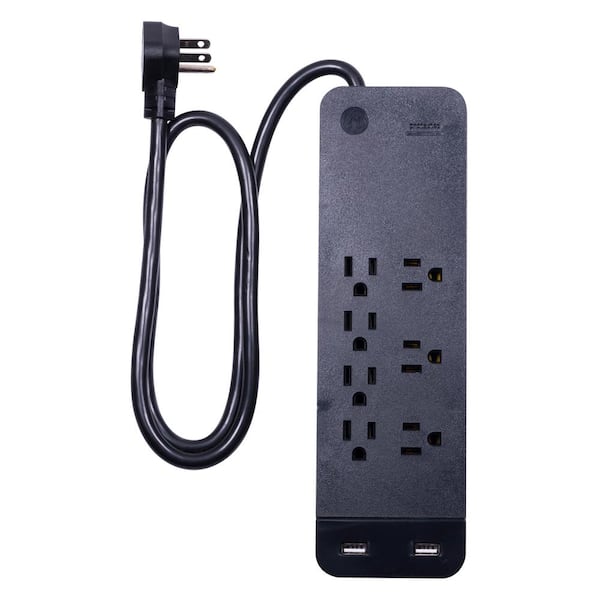 GE 7-Outlet 1,780-Joules Surge Protector with 2-USB Ports and 3 ft. Cord, Black