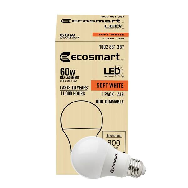 Ecosmart 60w Equivalent Daylight A19 Basic Non-dimmable LED Light Bulb for sale online 