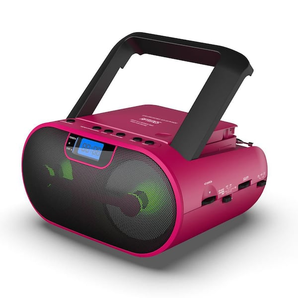 RIPTUNES Radio CD BoomBox, Connect Phone Jack via Aux., Bluetooth, USB/SD, with Remote Control - Pink M-CDB237BTP-974 - The Depot