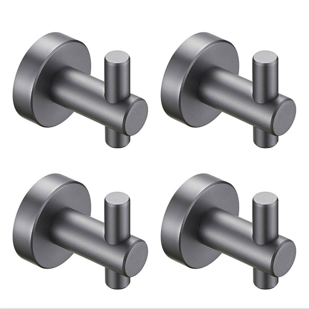 Round Base J-Hook Robe/Towel Hook in Gun Grey, Wall Hanging with Screws, 4 Pack price history on PriceWatchPro