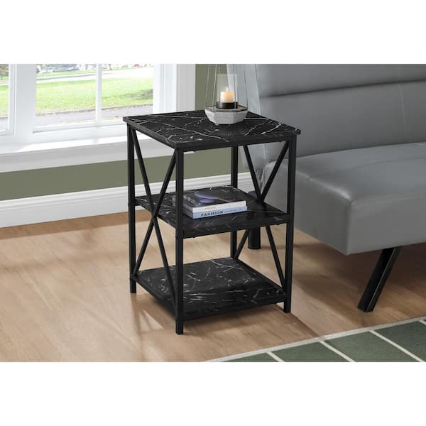 HomeRoots 18 in. Black Square MDF End Table