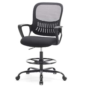 Tall Mesh Back Ergonomic Computer Office Chair Drafting Chair in Black with Lumbar Support and Adjustable Foot-Ring