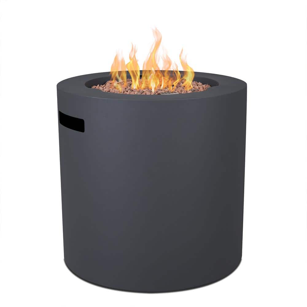 Aegean 24" Round Weathered Slate Steel Propane Fire Pit Table