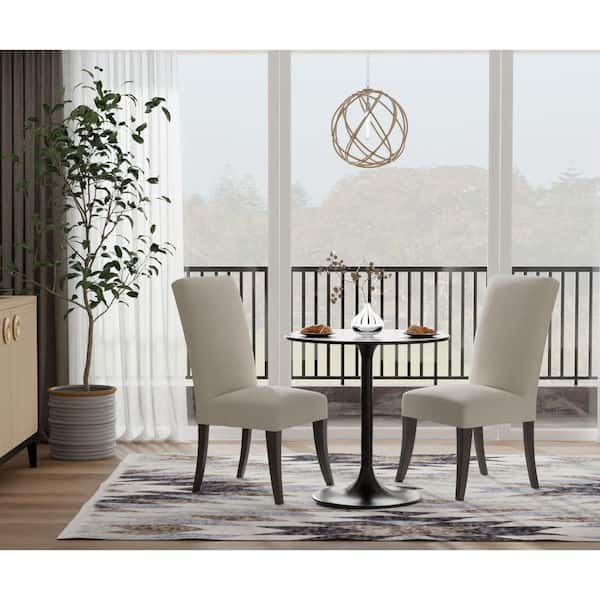 Carolina Chair & Table Enzo 30 in. Round Black Marble Top with Black Pedestal Base (Seats 2)