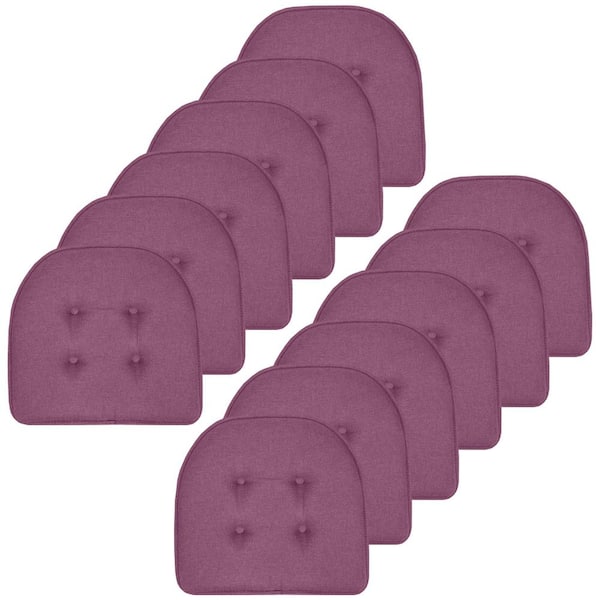 Sweet Home Collection Solid U-Shape Memory Foam 17 in. x 16 in. Non-Slip Indoor/Outdoor Chair Seat Cushion (12-Pack), Purple