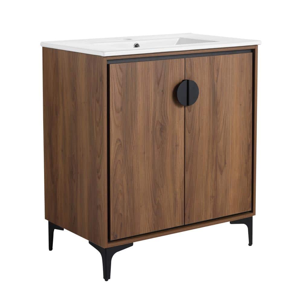 30 in. W Freestanding Bath Vanity with Integrated Ceramic Sink and 2-Door Modern Storage Cabinet price history on PriceWatchPro
