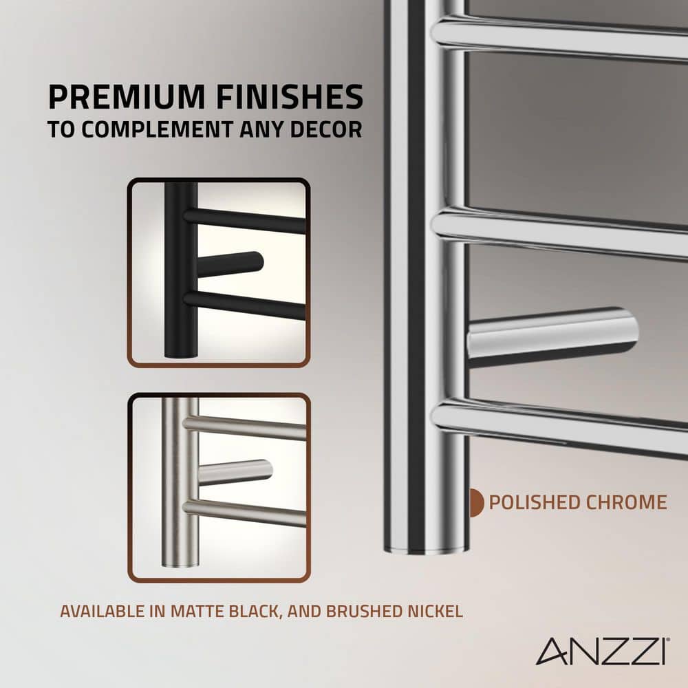 Polished Chrome 8-Bar Stainless Steel Wall Mounted Towel Warmer