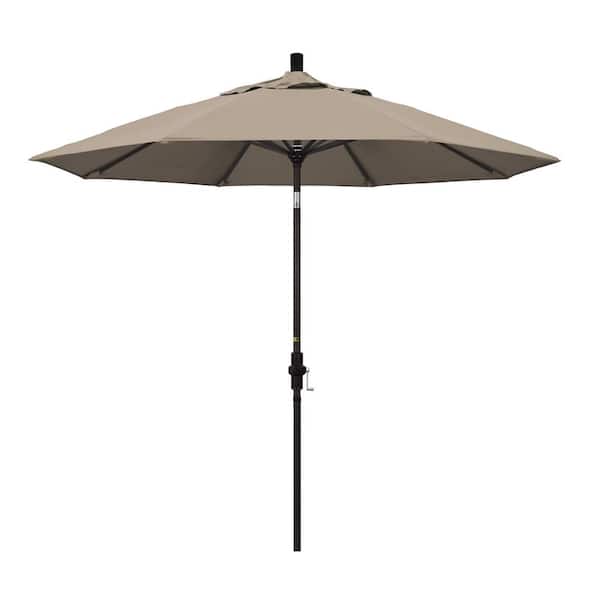 California Umbrella 9 ft. Aluminum Collar Tilt Patio Umbrella in Taupe Pacifica